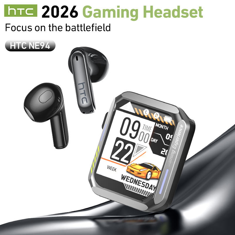 Headphones - HTC NE94 ゲーミングTWSイヤホン。マイク内蔵、ゲーム音楽両用、低遅延、Bluetooth、AI翻訳機能搭載、ワイヤレスイヤホン、快適な装着感。