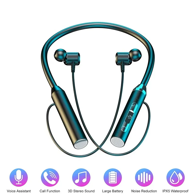 9D Bluetoothイヤホン、ワイヤレスヘッドホン、磁石 - Magnetic Neckband Sports Earphones のレビューと価格